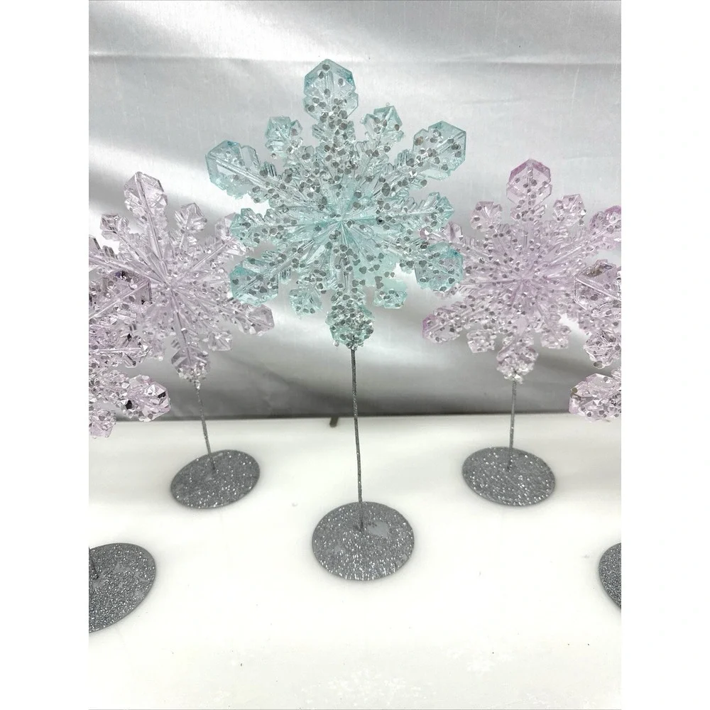 Decorative snowflakes with plastic and rhinestones party,Christmas NY Set of 5